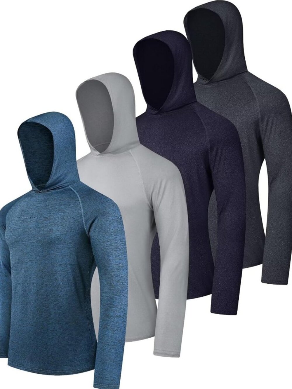 Men's Sun Protection Hoodies 4 Pack UPF50+ Fishing Shirts Athletic Rash Guard